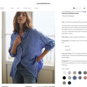 BEACHWOOD BABY THE LABEL/ THE PALMA SHIRT /COBALT BLUE /MADE IN ITALY